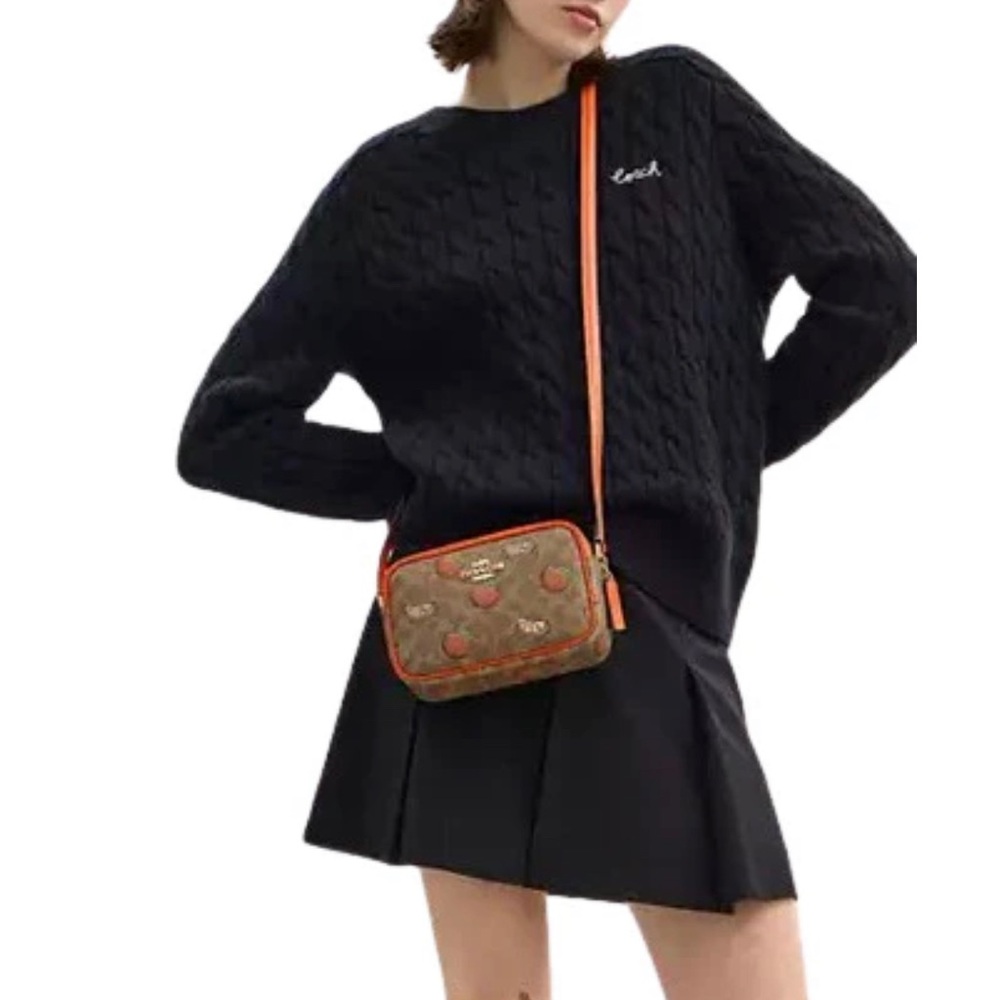 🌸NEW COACH MINI JAMIE CAMERA BAG IN SIGNATURE CANVAS WITH ORANGE PRINT NWT. - Picture 3 of 7